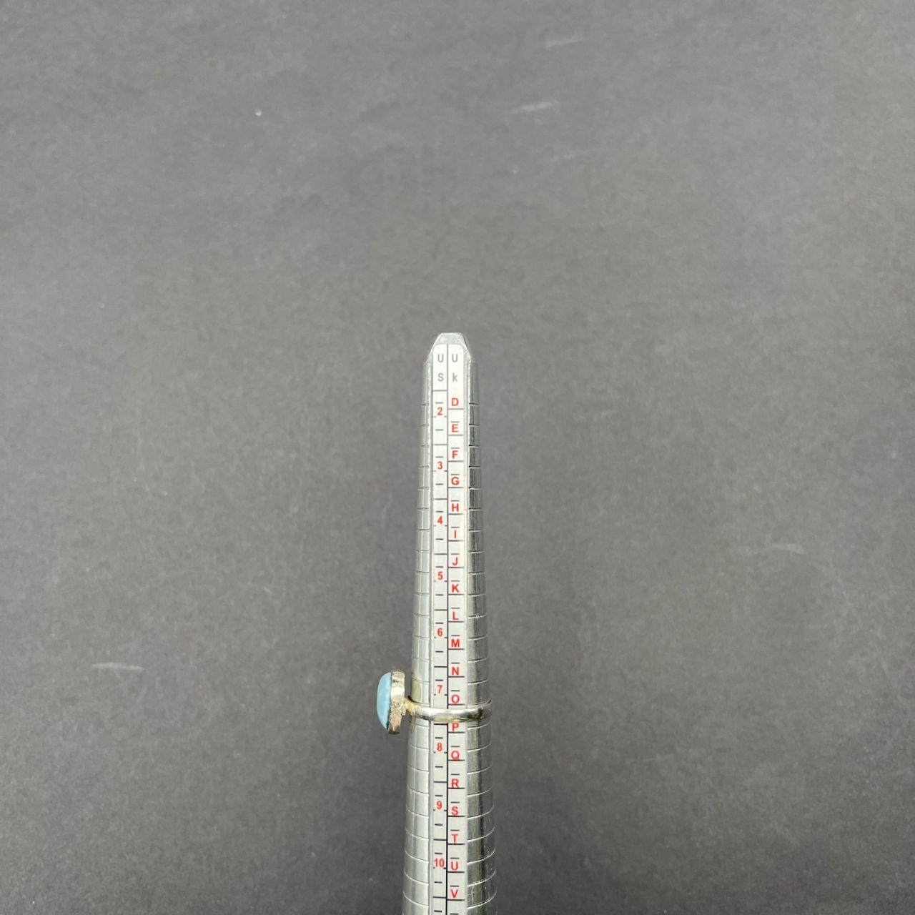 Silver Plated Natural Larimar Gemstone Ring Size O1/2