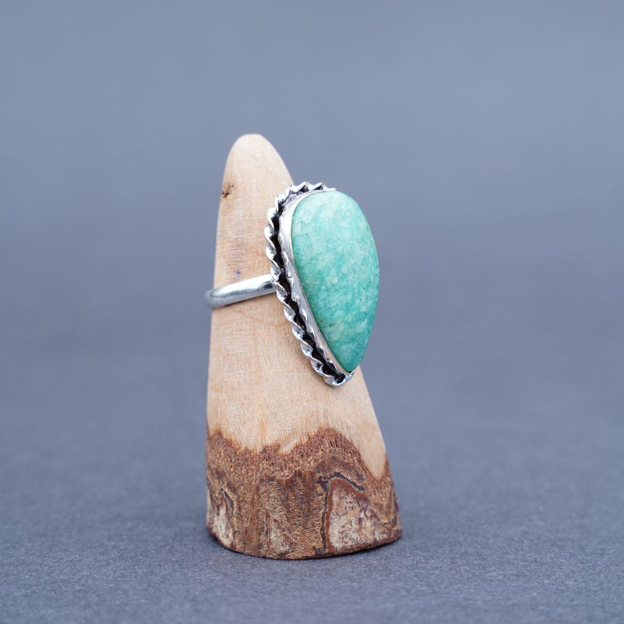 Silver Plated Aquamarine Gemstone Ring Size U