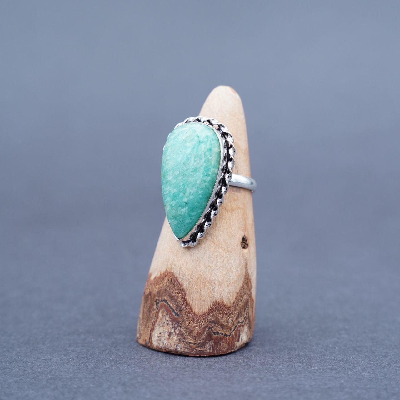 Silver Plated Aquamarine Gemstone Ring Size U