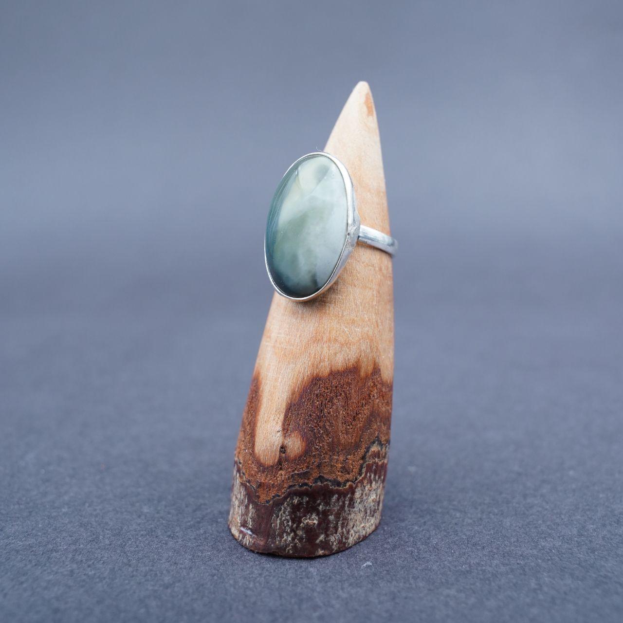 Silver Plated Rhyolite Gemstone Ring Size L