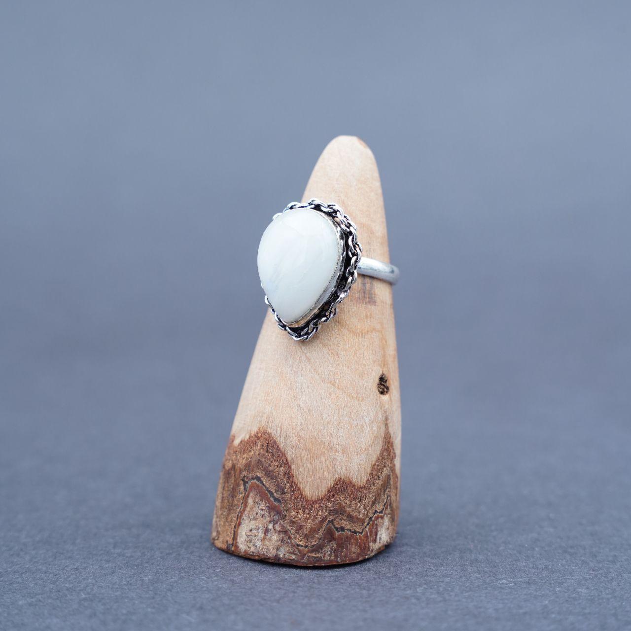 Silver Plated Moonstone Gemstone Ring Size P1/2