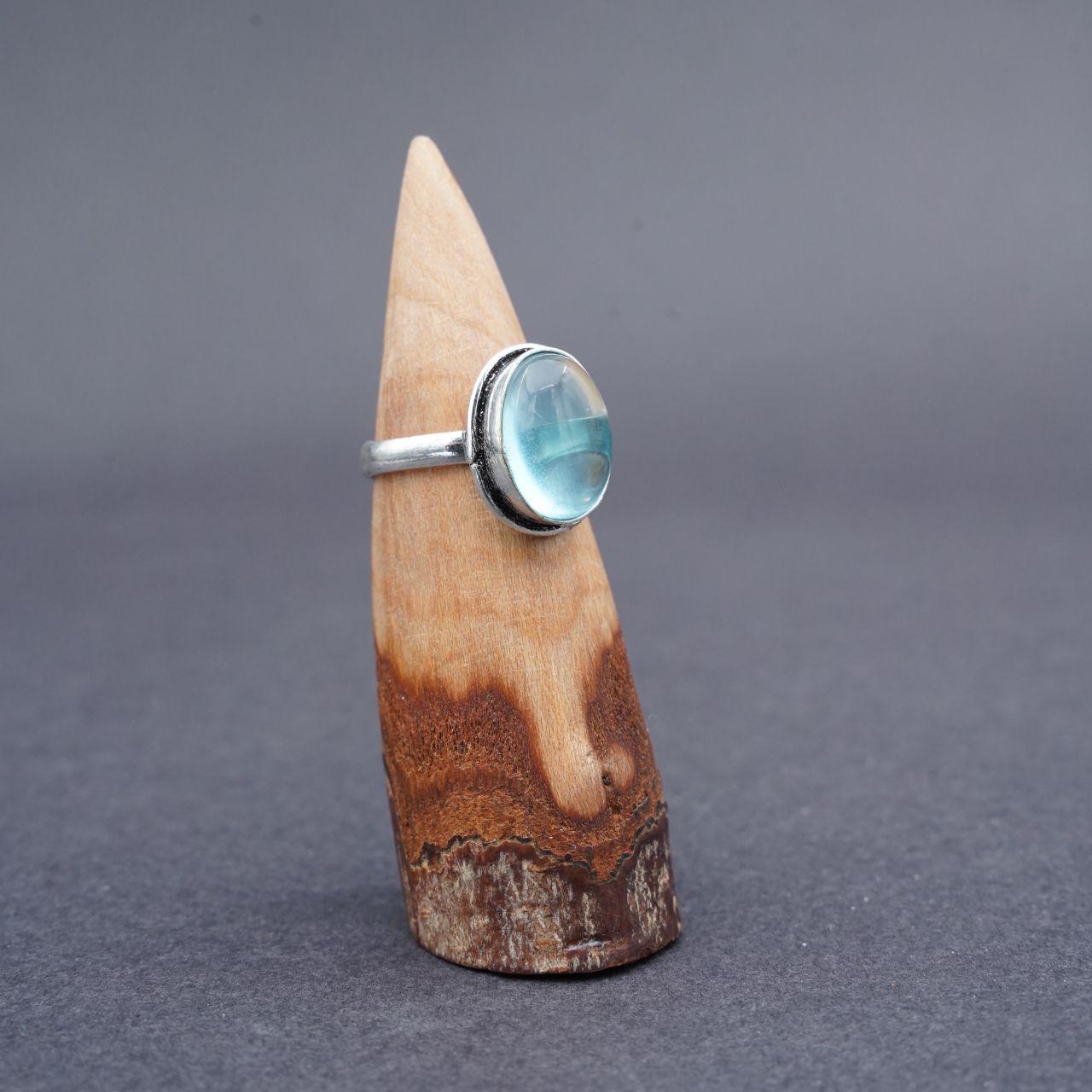 Silver Plated Aquamarine Gemstone Ring Size O