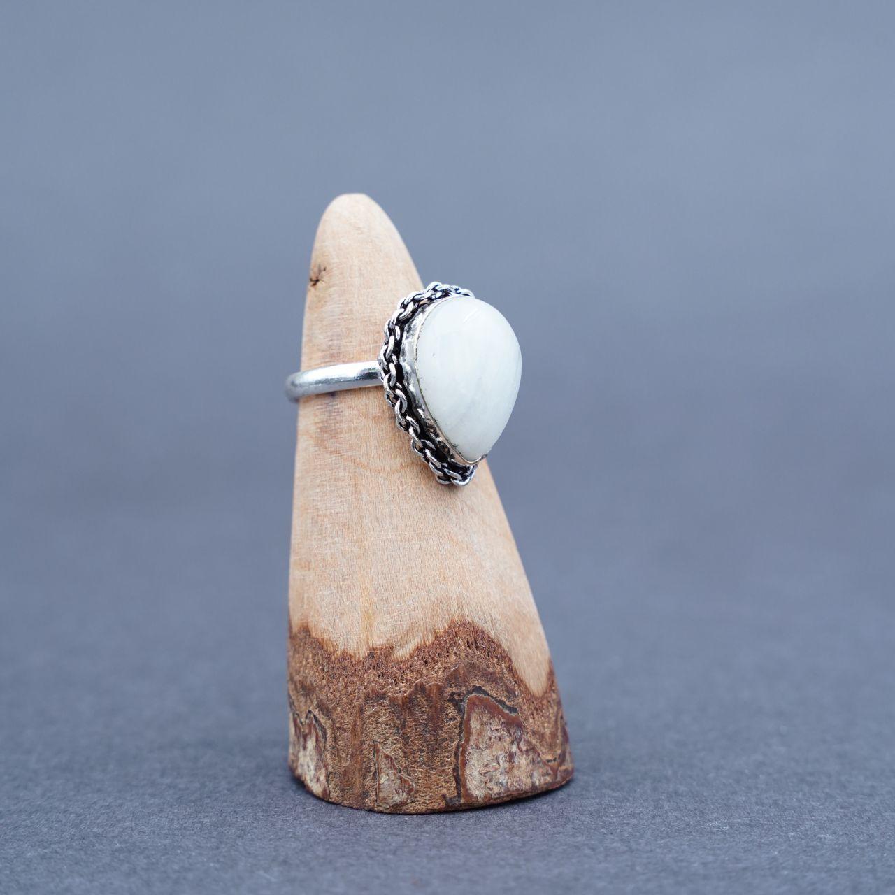 Silver Plated Moonstone Gemstone Ring Size P1/2