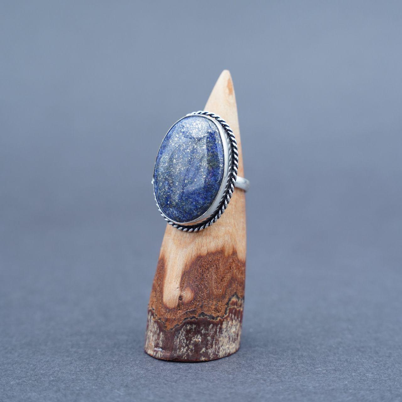 Silver Plated Lapis Lazuli Gemstone Ring Size N1/2