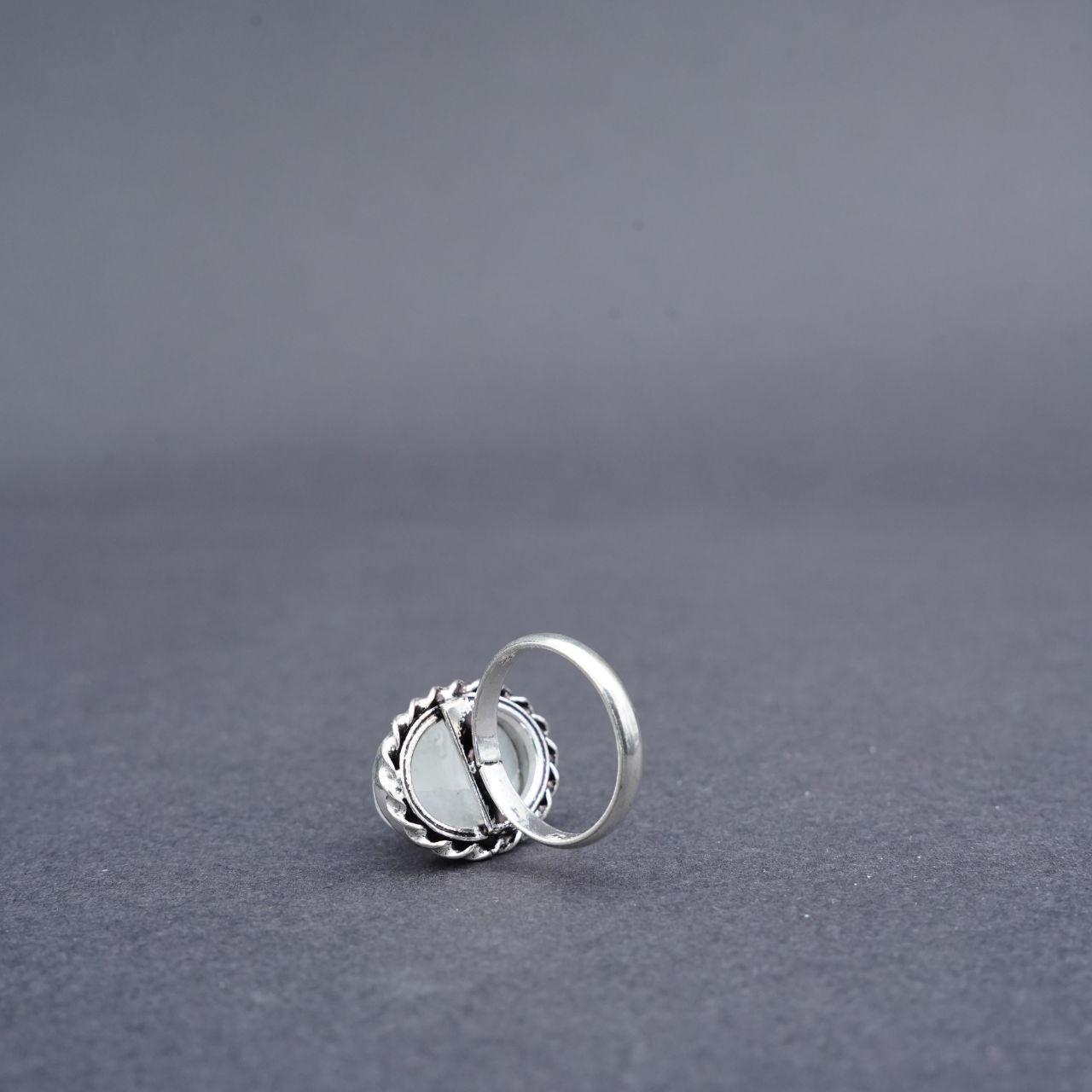 Silver Plated Moonstone Gemstone Ring Size N