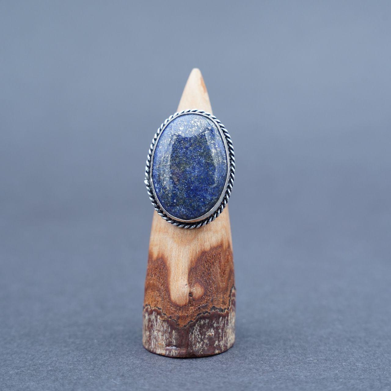 Silver Plated Lapis Lazuli Gemstone Ring Size N1/2