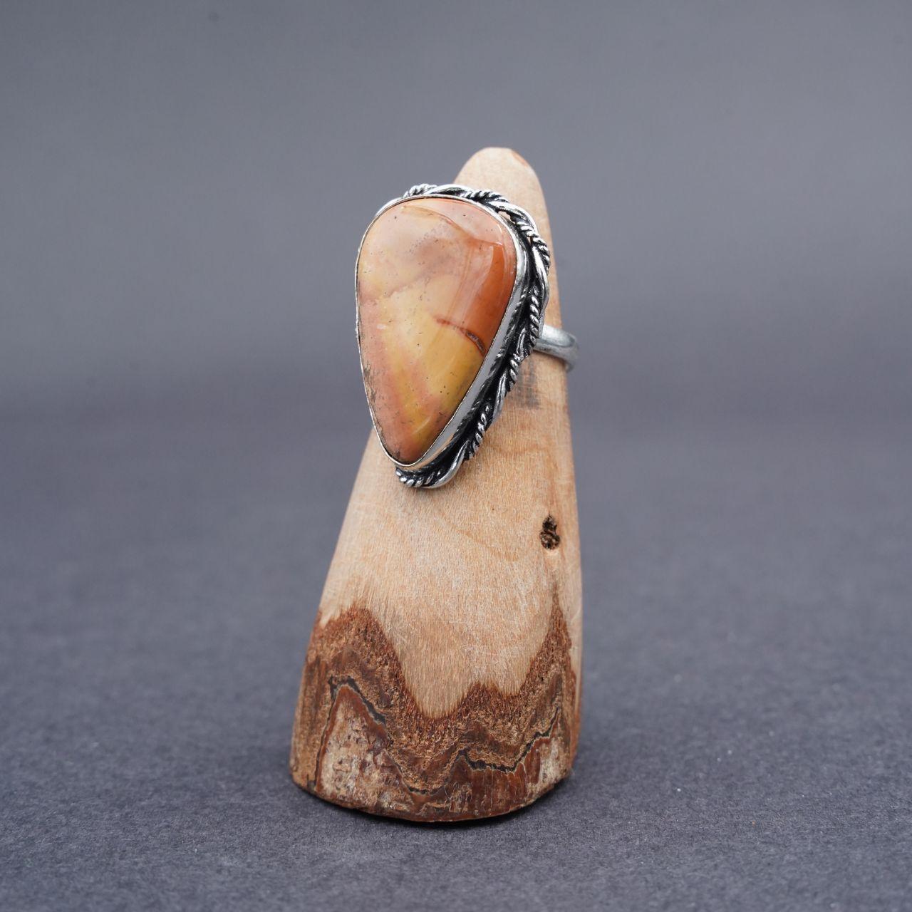 Silver Plated Mookaite Gemstone Ring Size P1/2