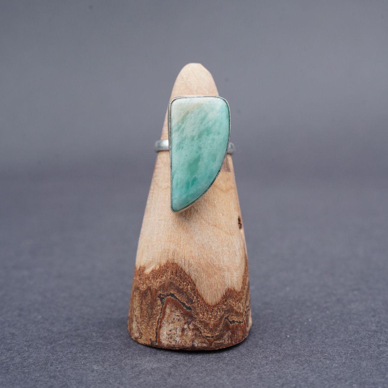 Silver Plated Aquamarine Gemstone Ring Size P1/2