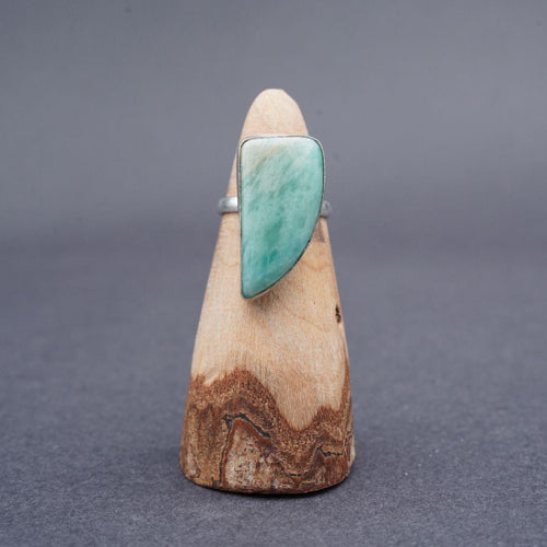 Silver Plated Aquamarine Gemstone Ring Size P1/2