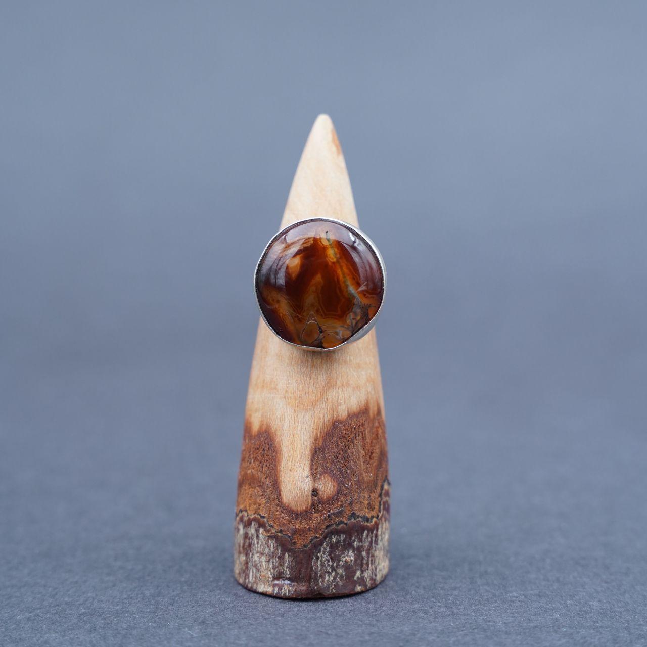 Silver Plated Fire Agate Gemstone Ring Size M1/2