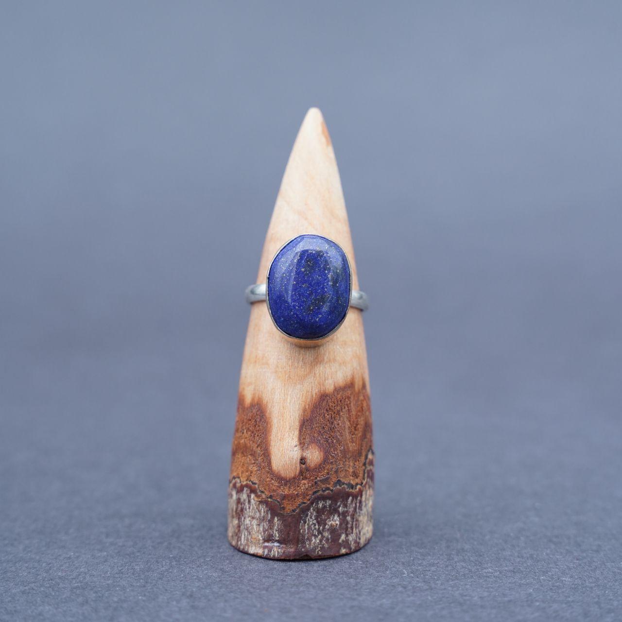 Silver Plated Lapis Lazuli Gemstone Ring Size Q1/2