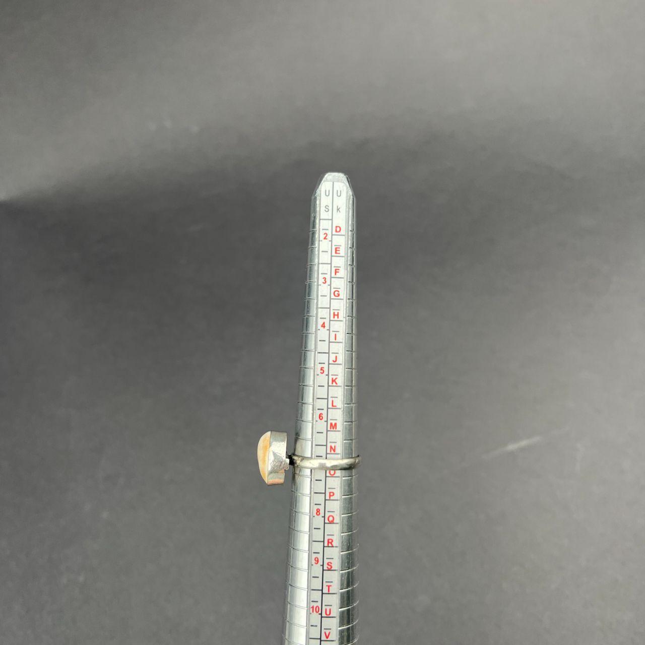 Silver Plated White Scolecite Gemstone Ring Size N1/2