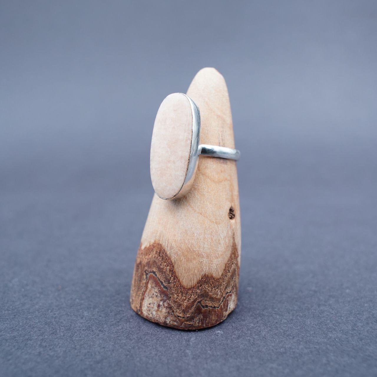 Silver Plated Pink Aventurine Gemstone Ring Size S1/2