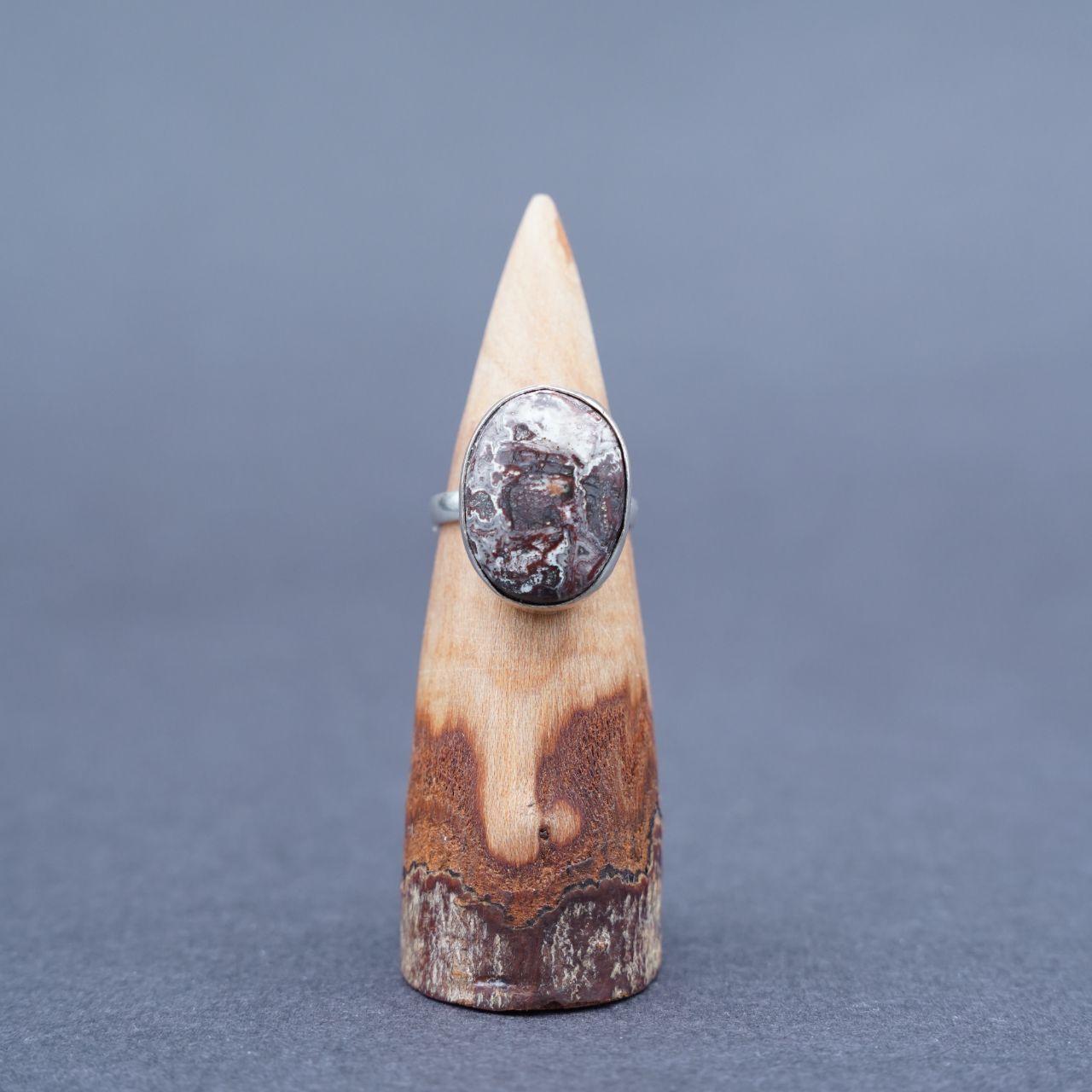 Silver Plated Crazy Lace Agate Gemstone Ring Size N1/2