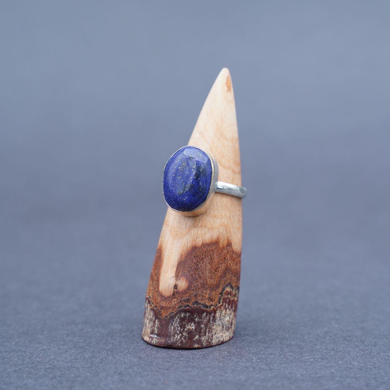 Silver Plated Lapis Lazuli Gemstone Ring Size Q1/2