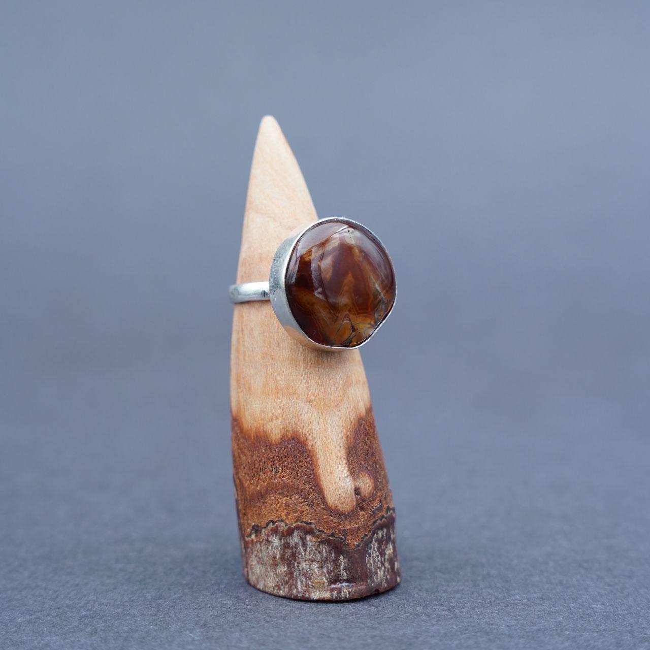 Silver Plated Fire Agate Gemstone Ring Size M1/2