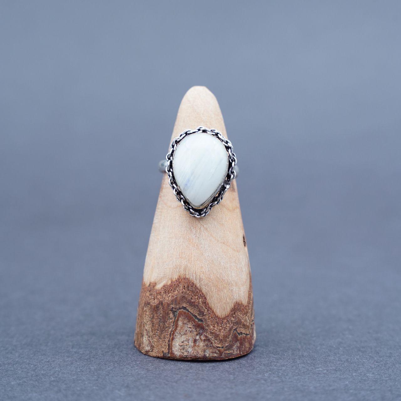 Silver Plated Moonstone Gemstone Ring Size P1/2