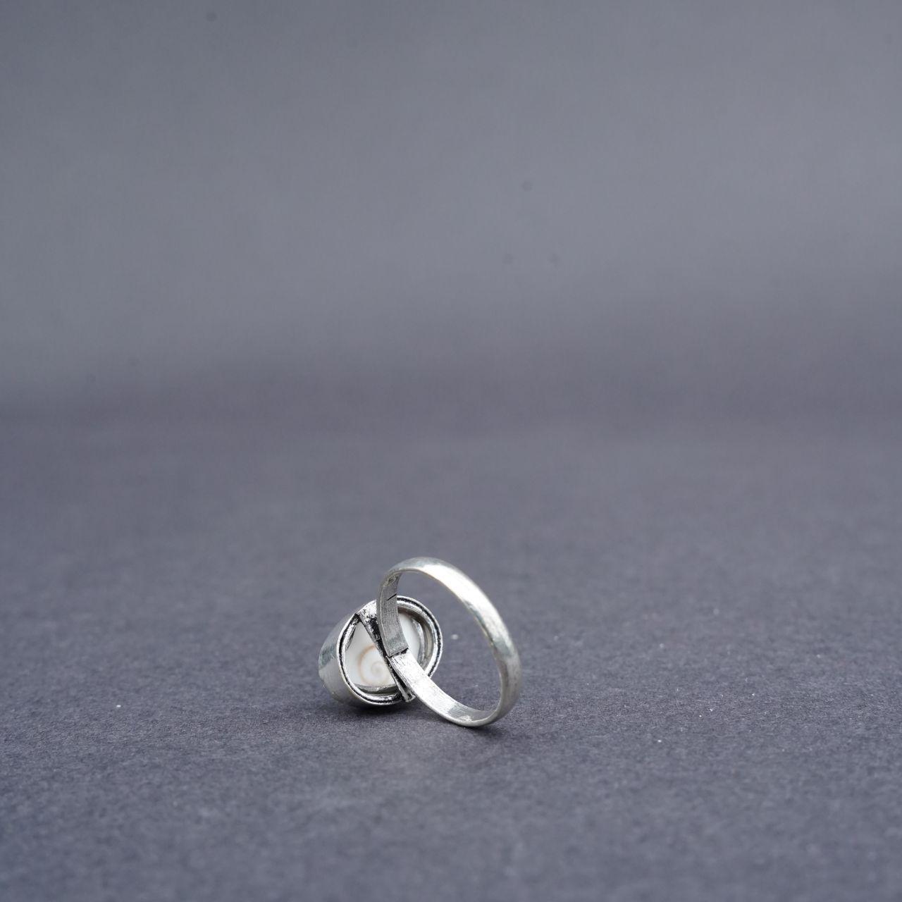 Silver Plated White Scolecite Gemstone Ring Size N1/2