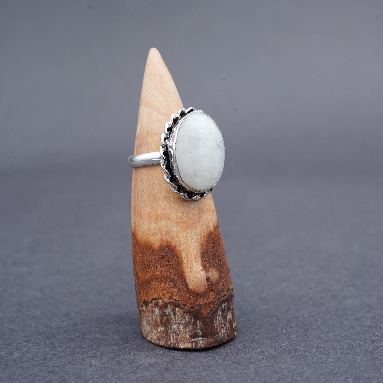 Silver Plated Moonstone Gemstone Ring Size N