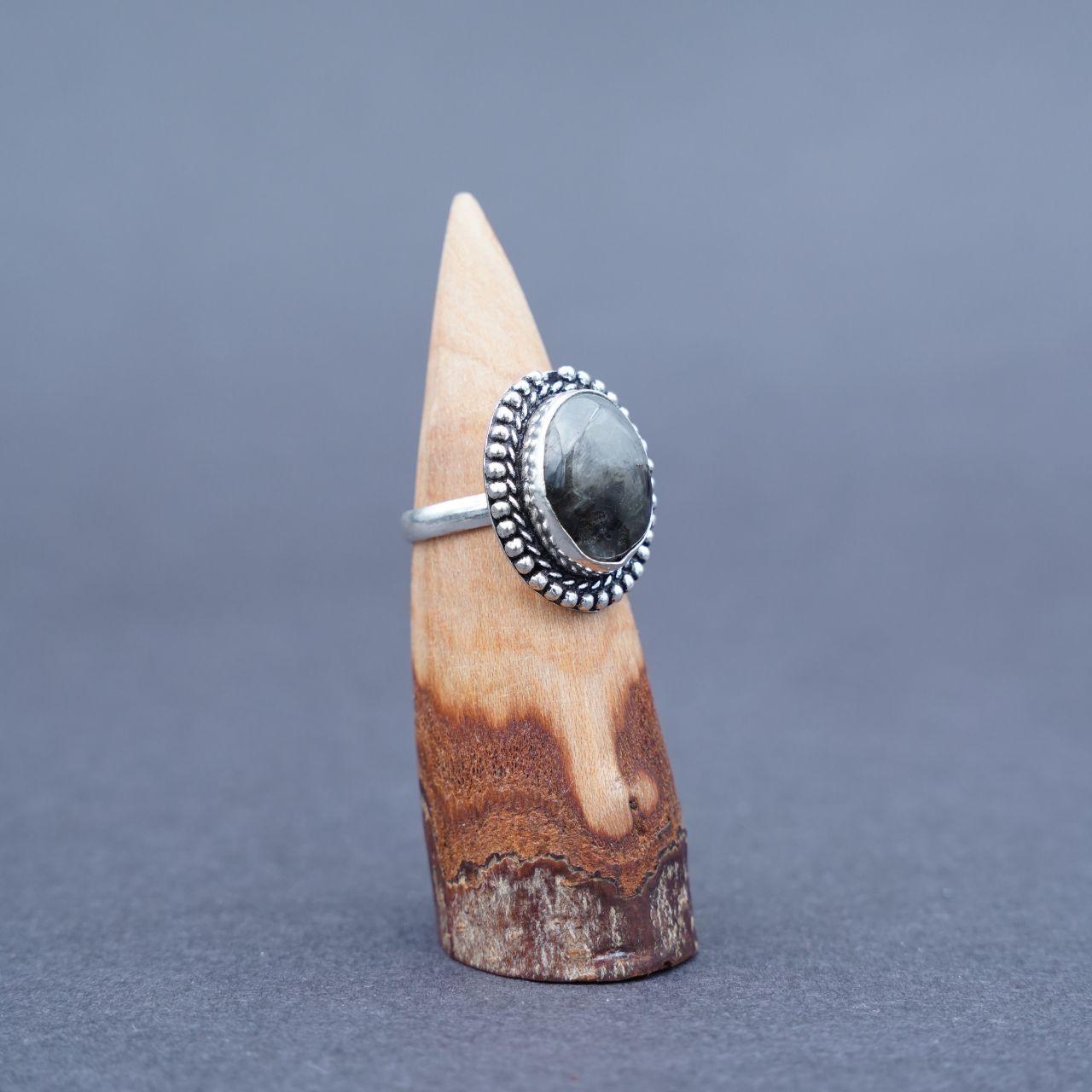 Silver Plated Gabru Jasper Gemstone Ring Size O