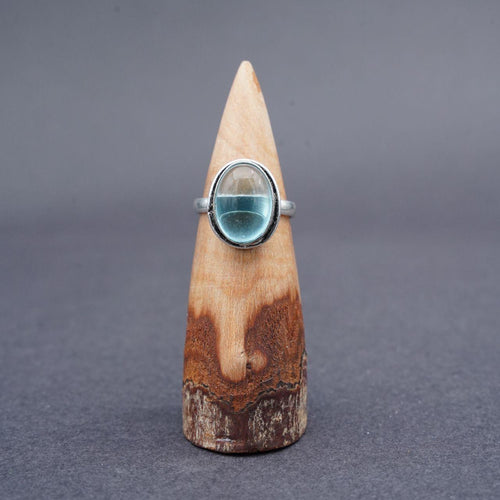 Silver Plated Aquamarine Gemstone Ring Size O