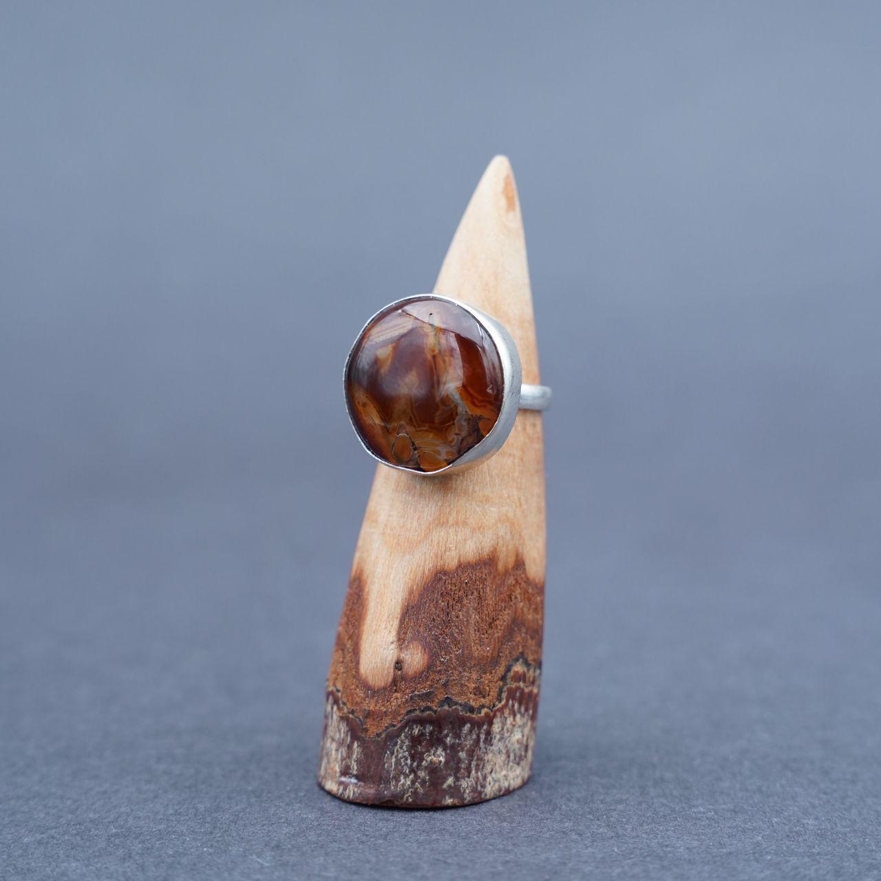 Silver Plated Fire Agate Gemstone Ring Size M1/2