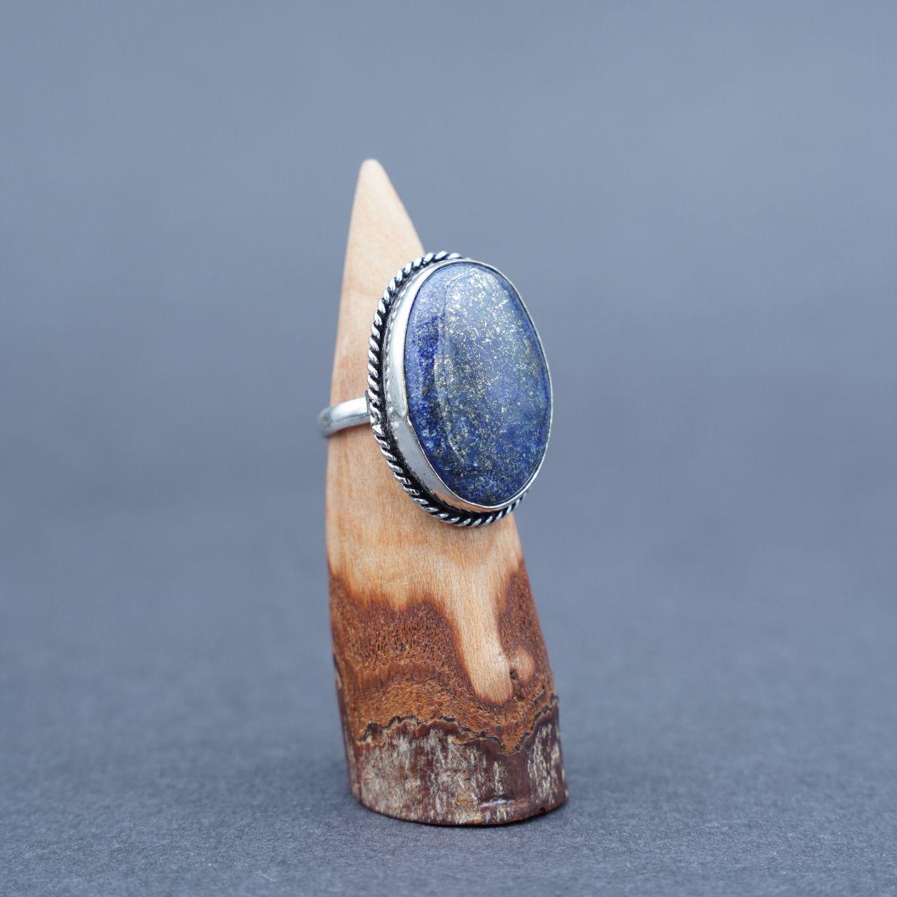 Silver Plated Lapis Lazuli Gemstone Ring Size N1/2