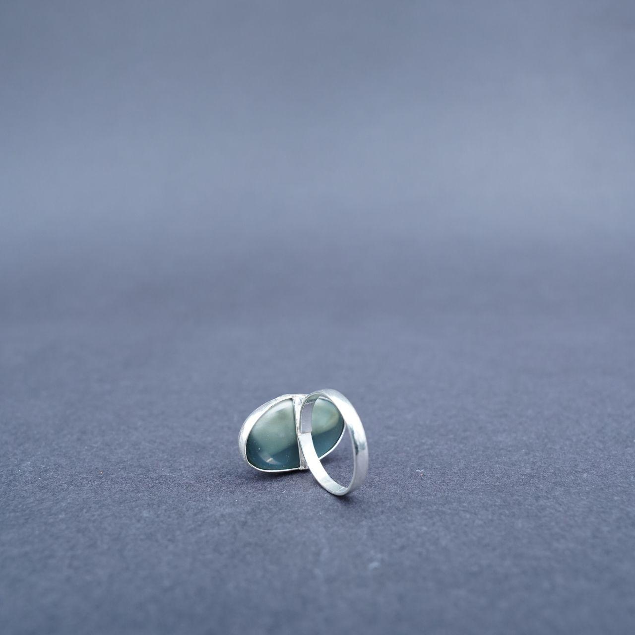 Silver Plated Rhyolite Gemstone Ring Size L