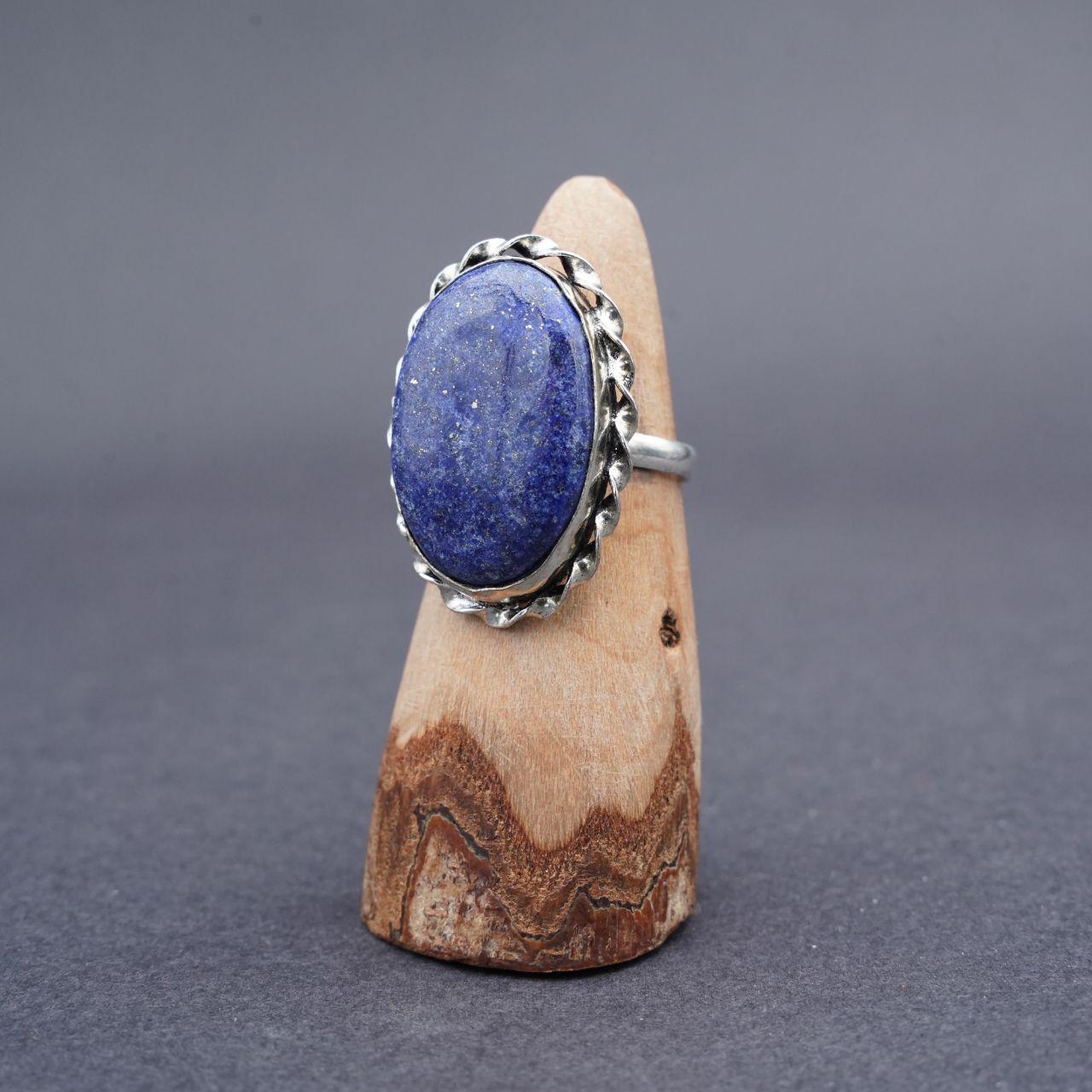 Silver Plated Lapis Lazuli Gemstone Ring Size T