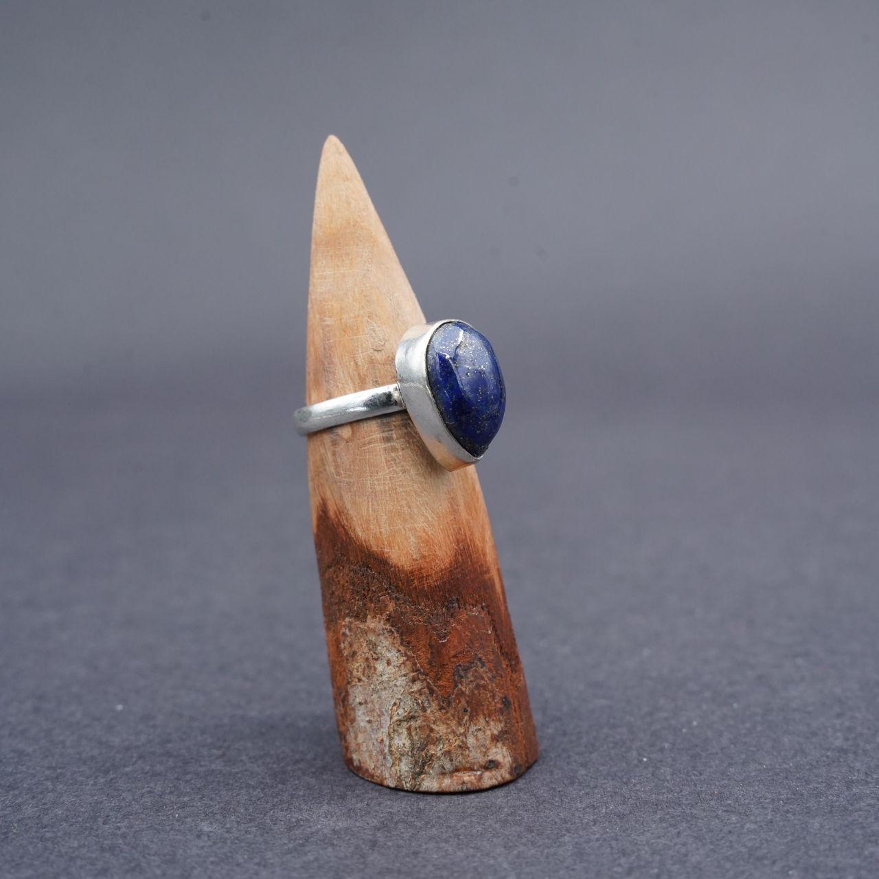 Silver Plated Lapis Lazuli Gemstone Ring Size L1/2