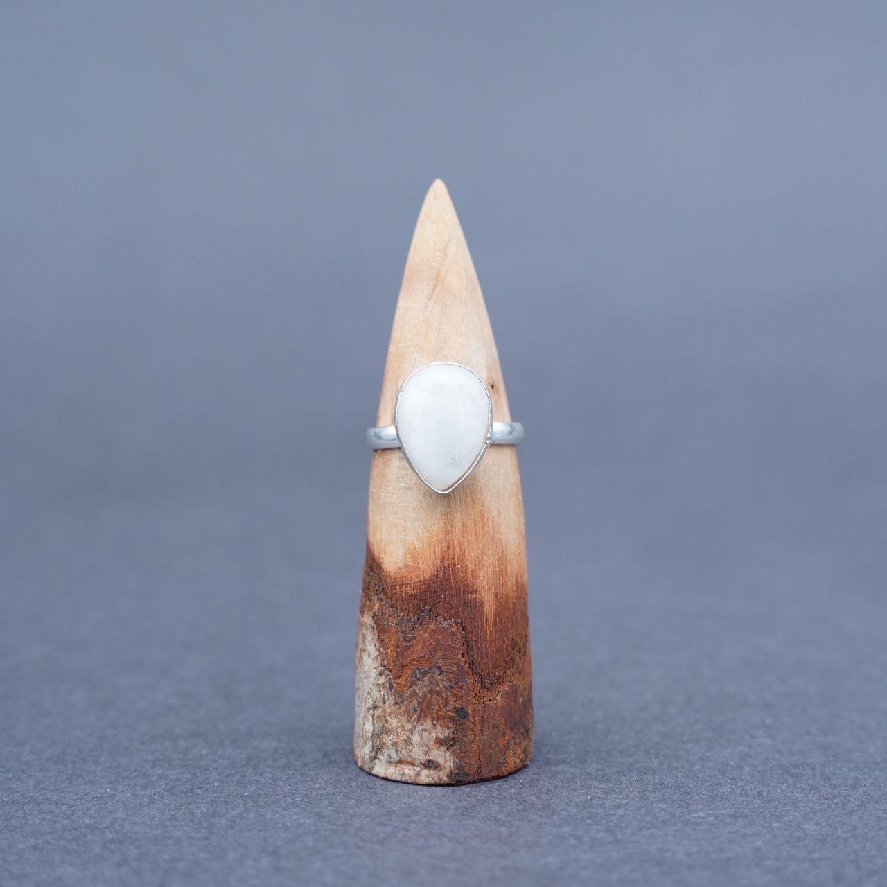 Silver Plated Moonstone Gemstone Ring Size L1/2