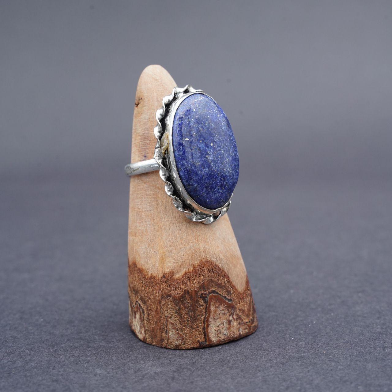 Silver Plated Lapis Lazuli Gemstone Ring Size T