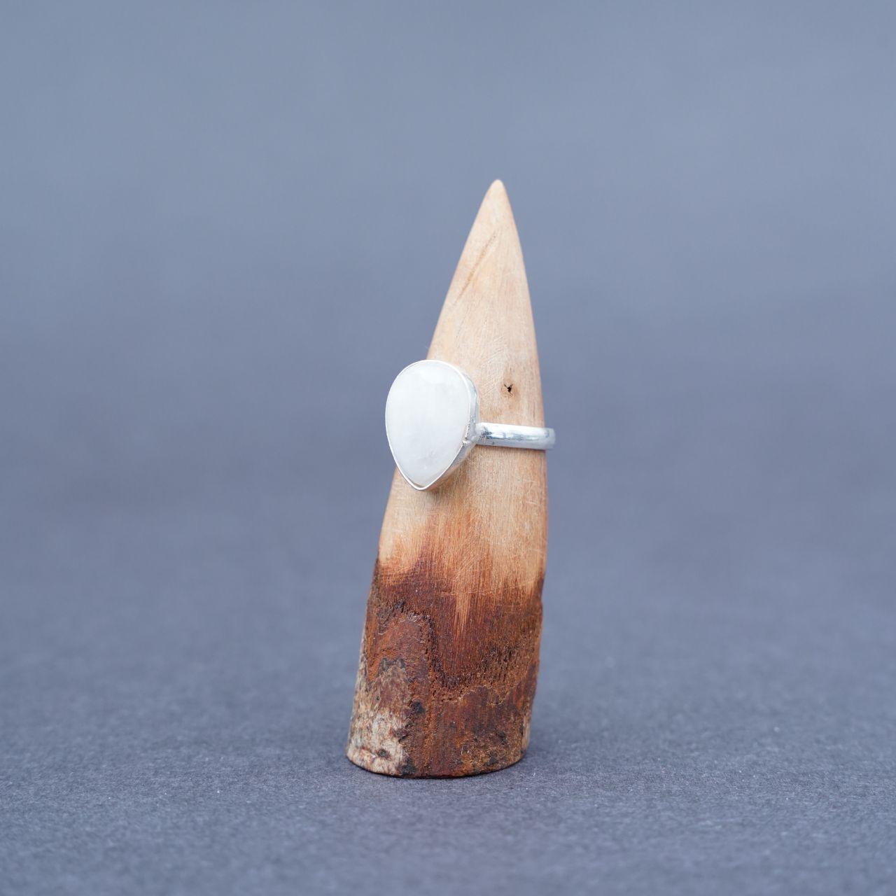 Silver Plated Moonstone Gemstone Ring Size L1/2