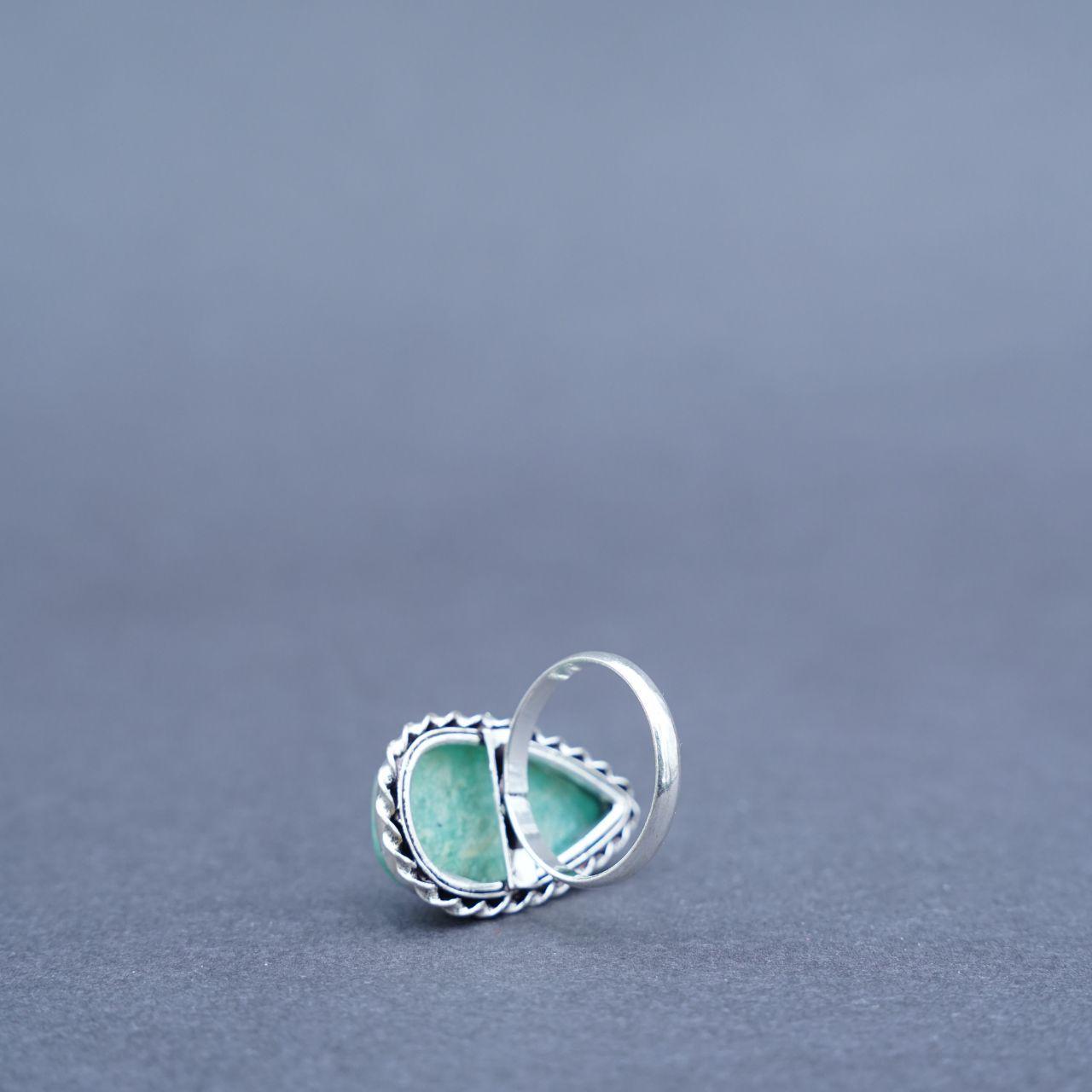 Silver Plated Aquamarine Gemstone Ring Size U