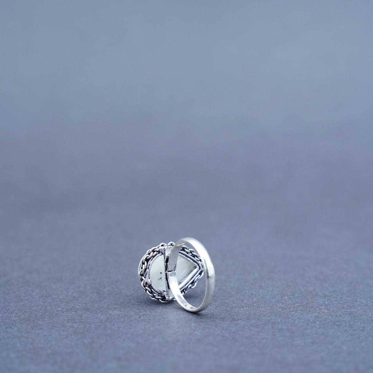 Silver Plated Moonstone Gemstone Ring Size P1/2