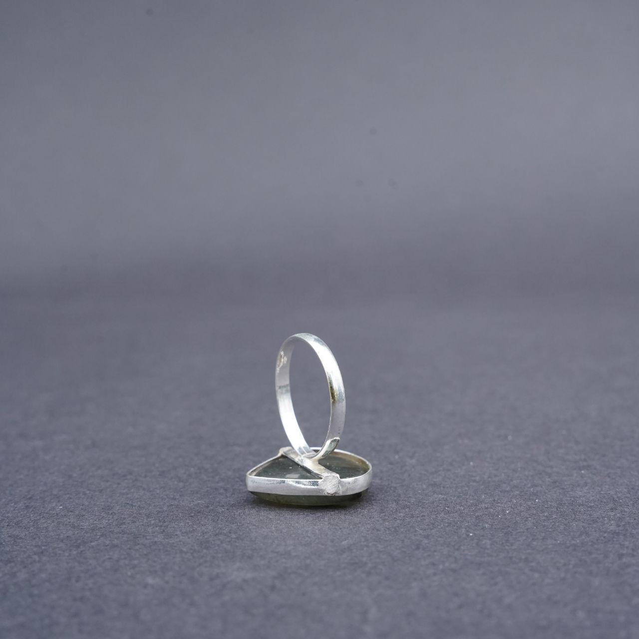 Silver Plated Labradorite Gemstone Ring Size Q