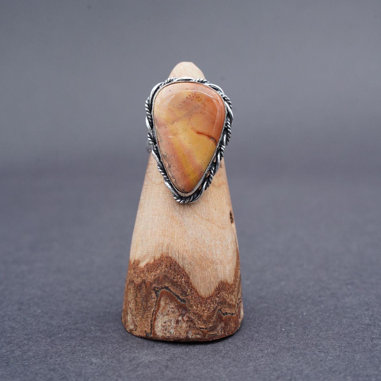 Silver Plated Mookaite Gemstone Ring Size P1/2