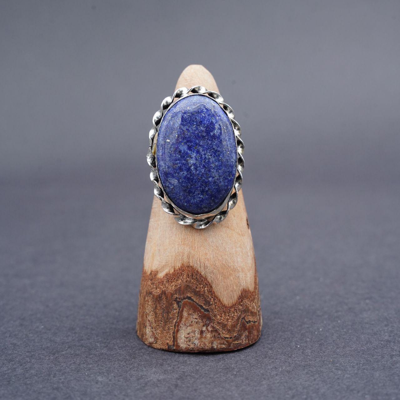 Silver Plated Lapis Lazuli Gemstone Ring Size T