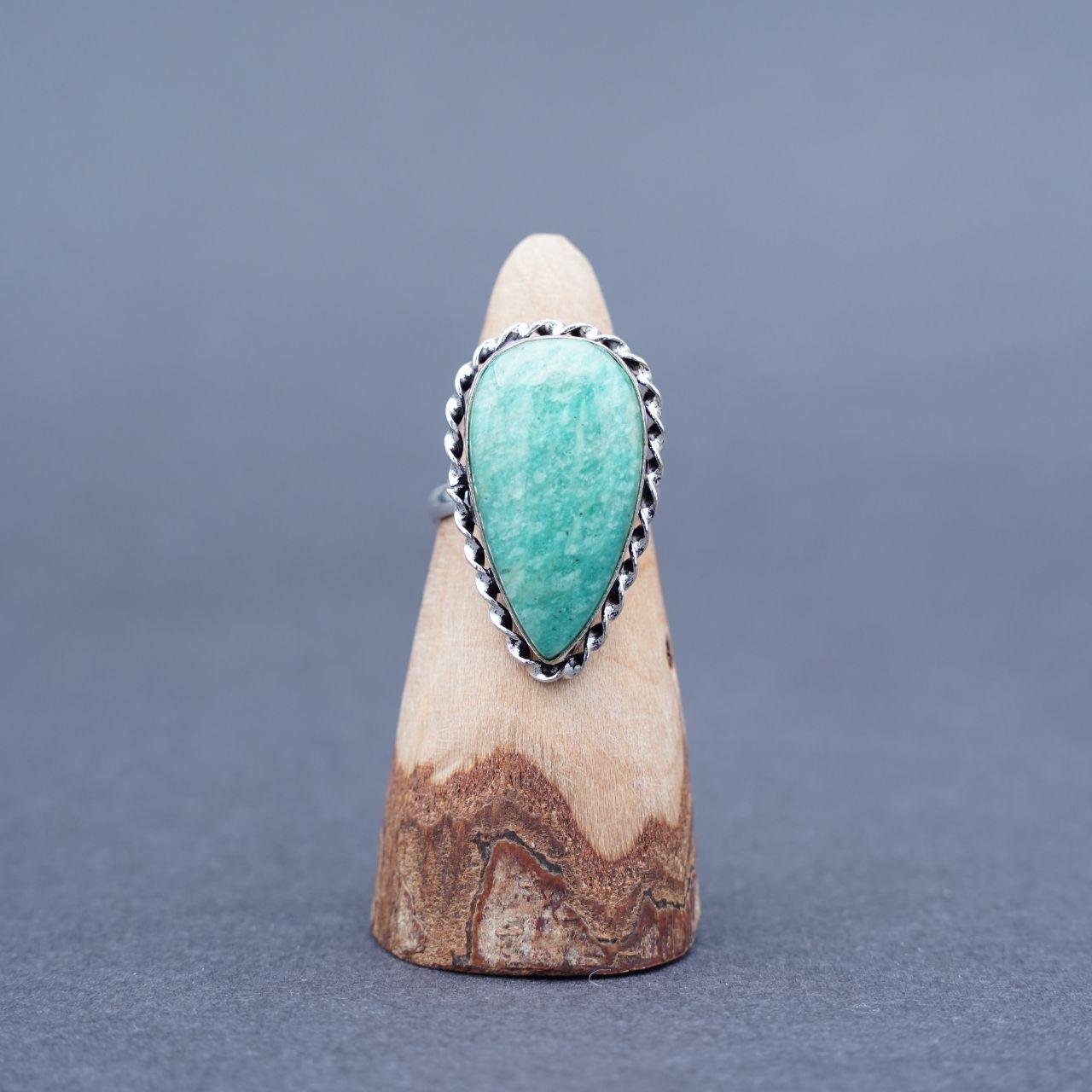 Silver Plated Aquamarine Gemstone Ring Size U