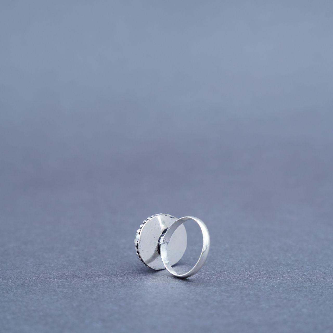 Silver Plated Gabru Jasper Gemstone Ring Size O