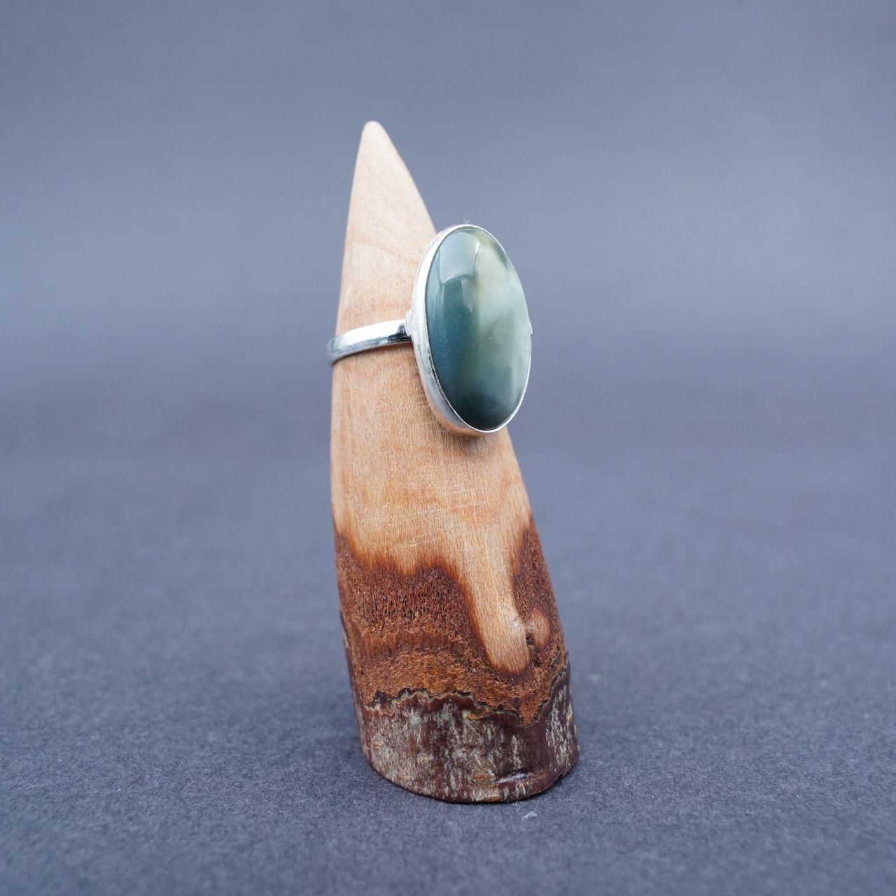 Silver Plated Rhyolite Gemstone Ring Size L