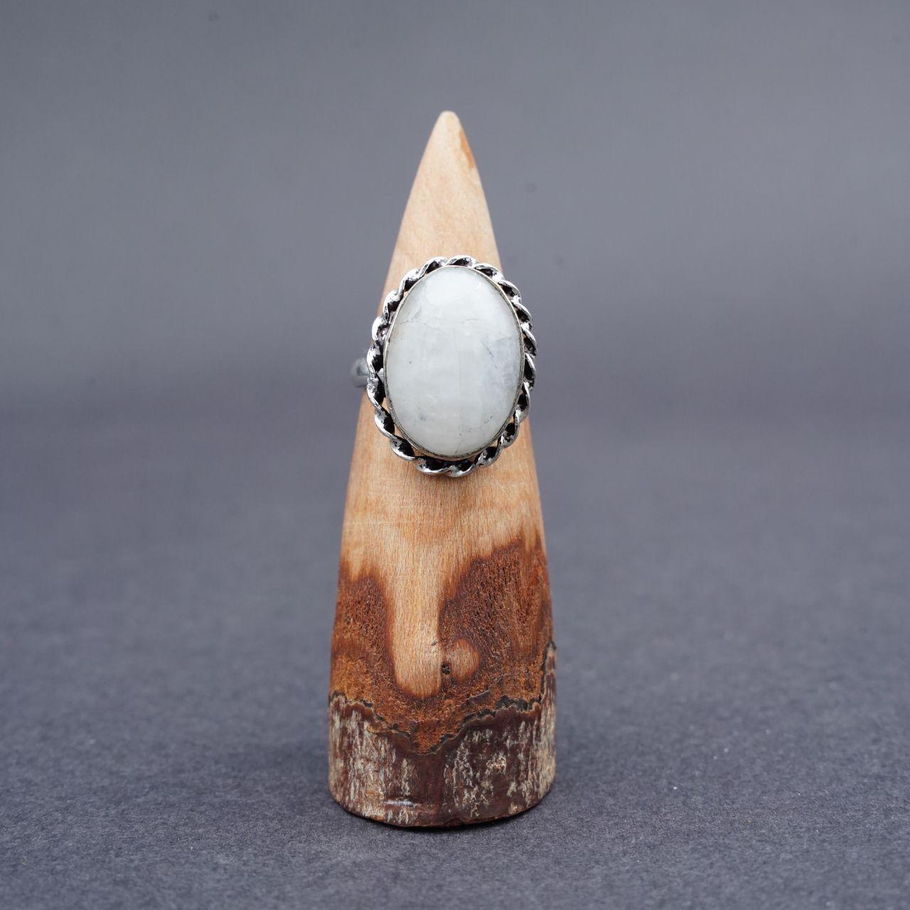 Silver Plated Moonstone Gemstone Ring Size N