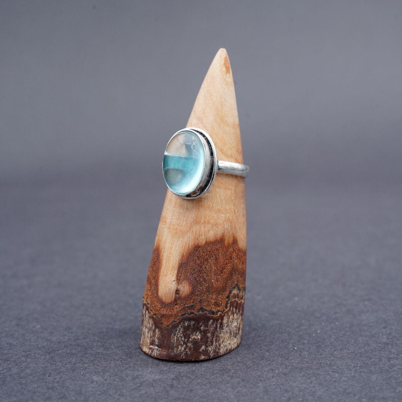 Silver Plated Aquamarine Gemstone Ring Size O