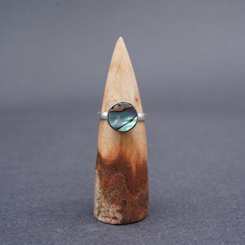 Silver Plated Abalone Shell Ring Size M1/2