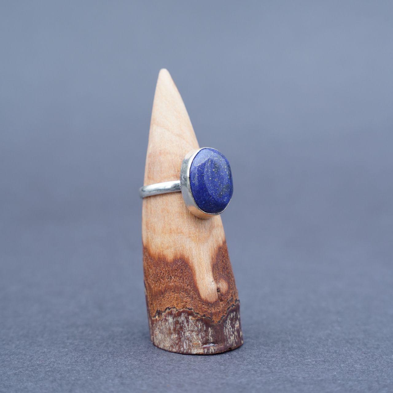 Silver Plated Lapis Lazuli Gemstone Ring Size Q1/2
