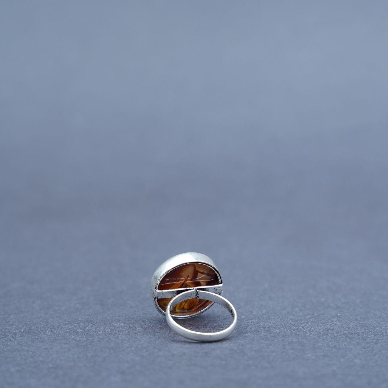 Silver Plated Fire Agate Gemstone Ring Size M1/2