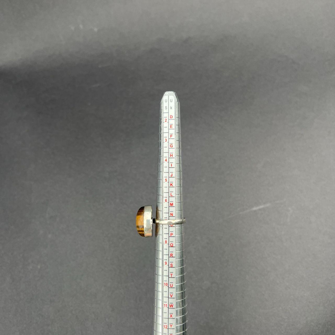 Silver Plated Tiger's Eye Gemstone Ring Size N1/2