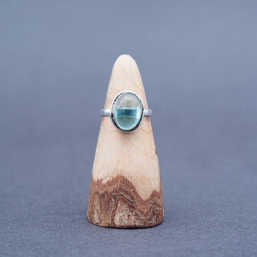 Silver Plated Aquamarine Gemstone Ring Size S