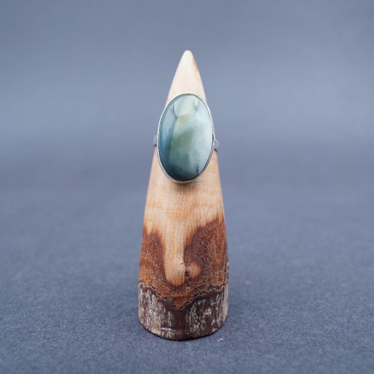 Silver Plated Rhyolite Gemstone Ring Size L