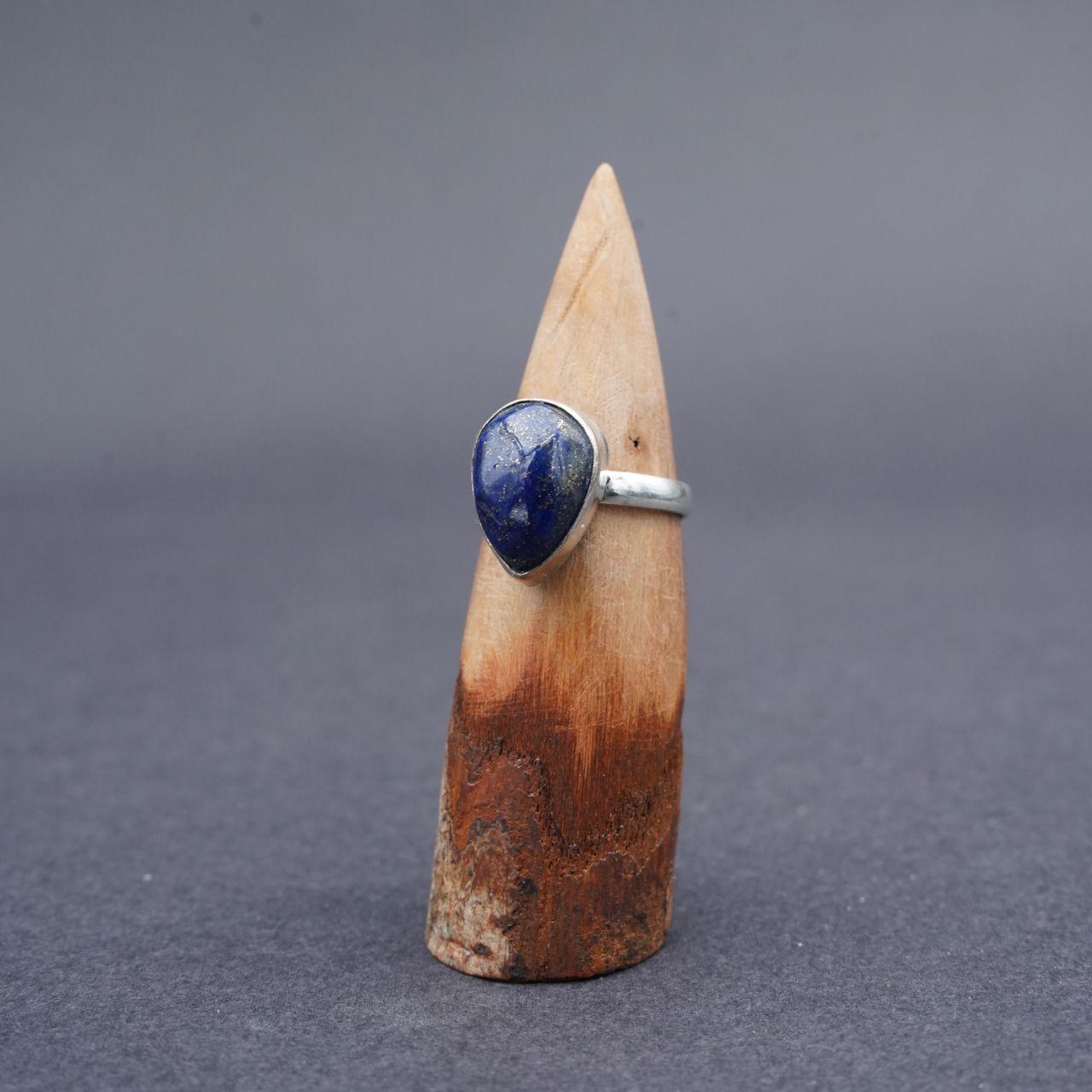 Silver Plated Lapis Lazuli Gemstone Ring Size L1/2
